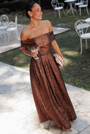Aberdine Maxi Dress - Brown Brocade