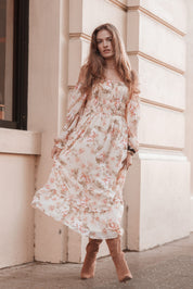 Aine Midi Dress - Cream Floral