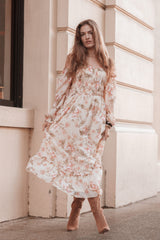 Aine Midi Dress - Cream Floral