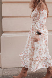 Aine Midi Dress - Cream Floral