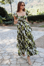 Belle Maxi Dress - Green Floral