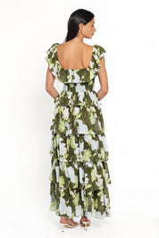 Belle Maxi Dress - Green Floral