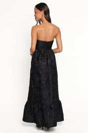 Delphira Maxi Dress - Black Brocade