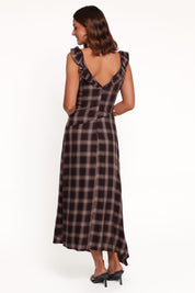 Farrell Midi Dress - Brown Plaid