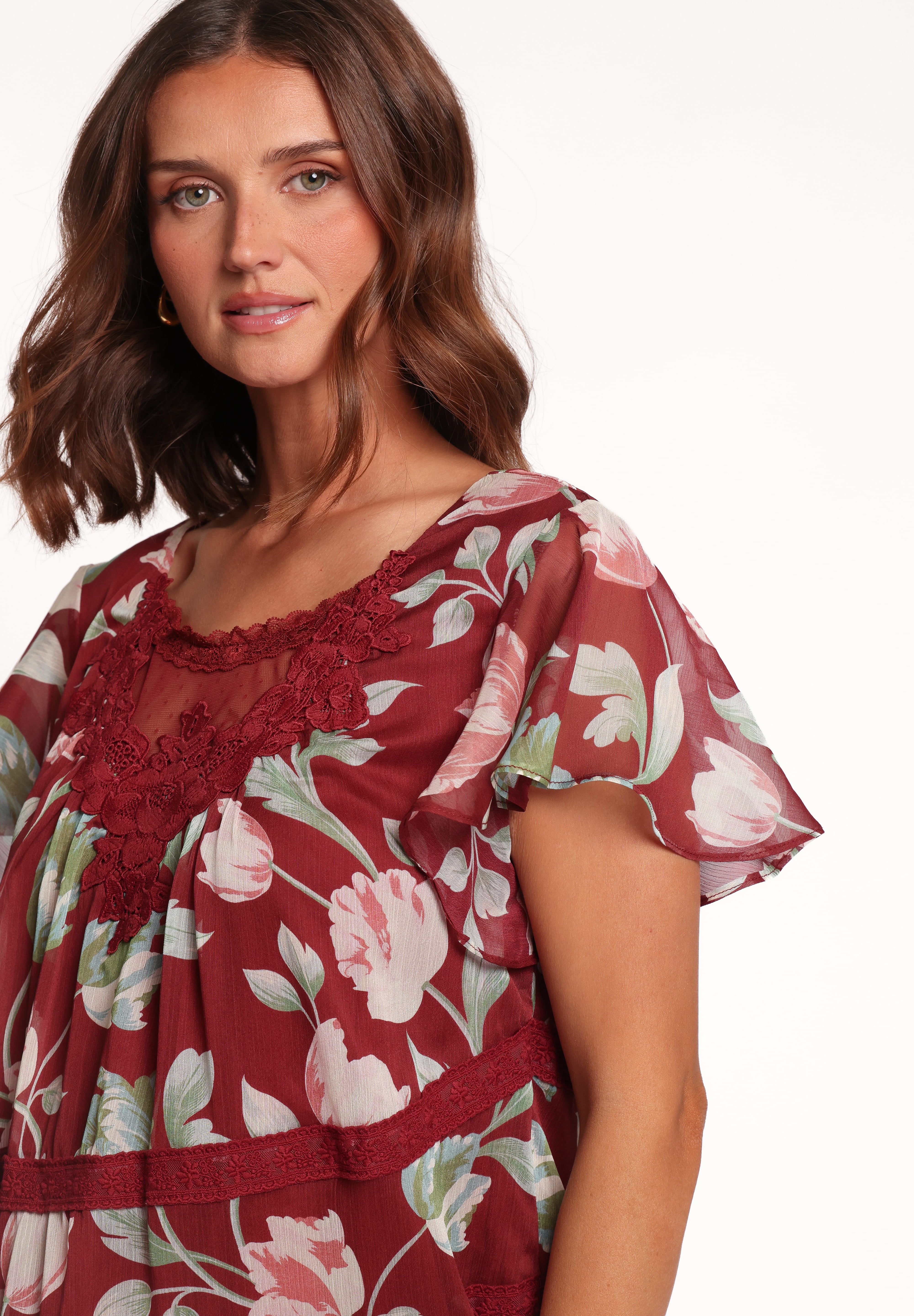 Java Mini Dress - Red Tulip Floral
