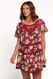 Java Mini Dress - Red Tulip Floral