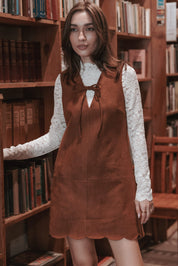 Jonty Scallop Hem Mini Dress - Copper Tan