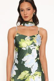 Kinara Maxi Dress - Olive Floral