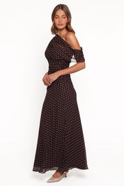 Kyrene Off Shoulder Maxi Dress - Brown Spot
