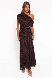 Kyrene Off Shoulder Maxi Dress - Brown Spot