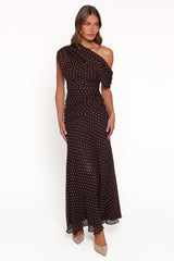 Kyrene Off Shoulder Maxi Dress - Brown Spot