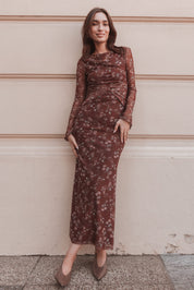 Nash Long Sleeve Dress - Rust Floral