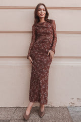 Nash Long Sleeve Dress - Rust Floral