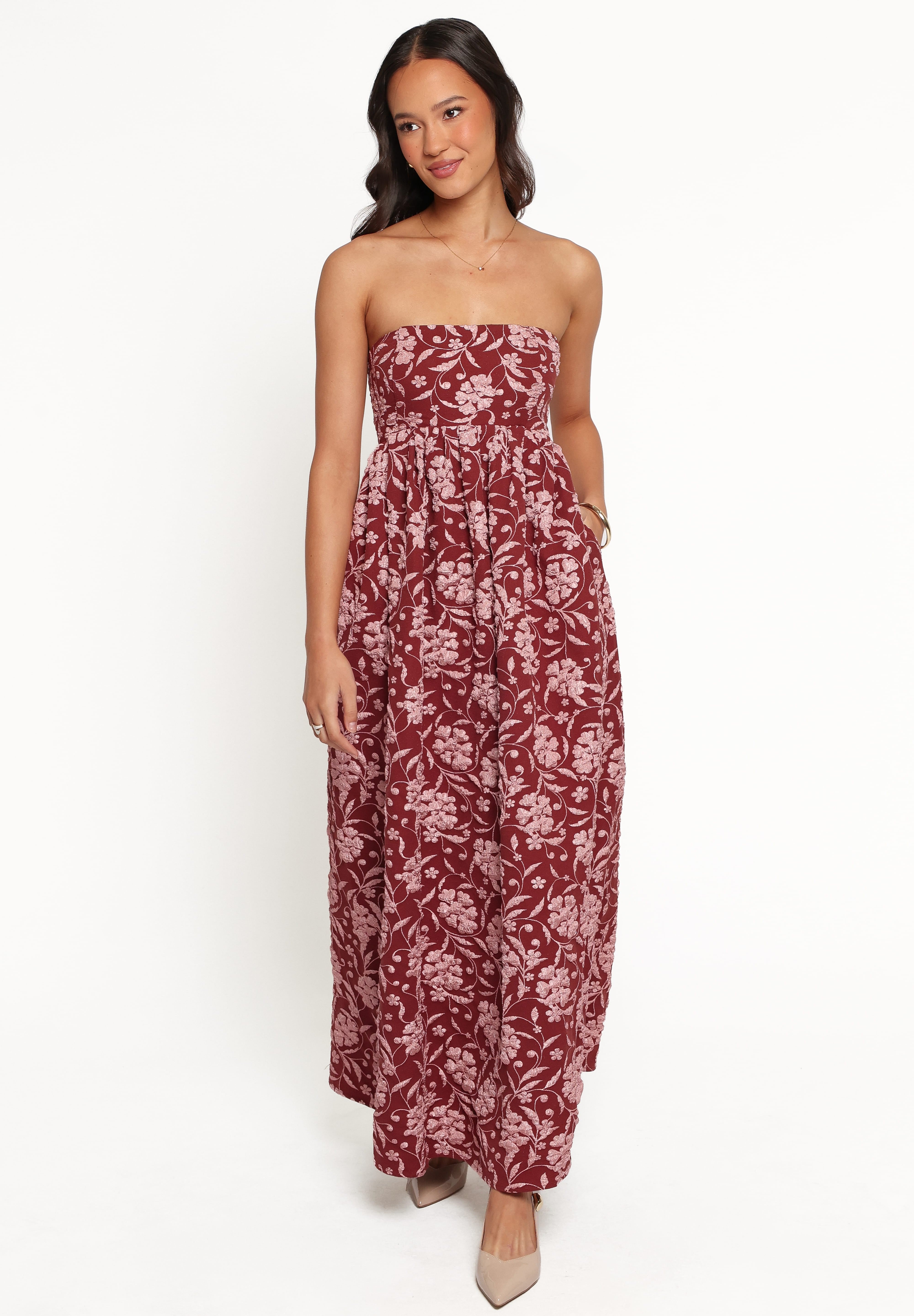 Orabella Maxi Dress - Red Floral