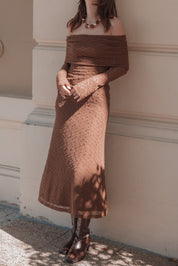 Wilma Off Shoulder Dress - Brown