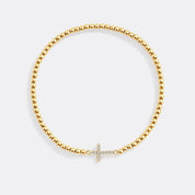 Gold Beaded Cross Stretch Bracelet