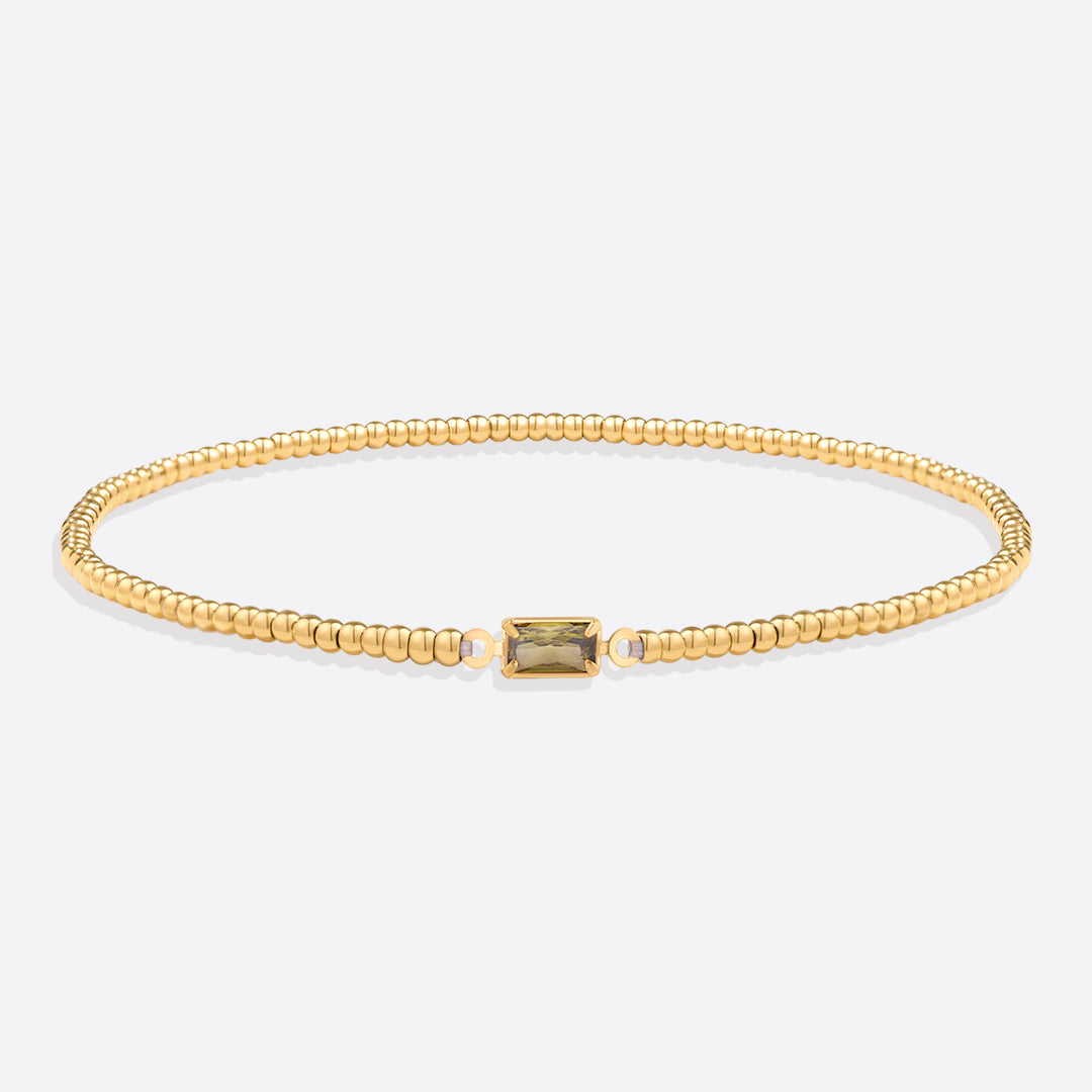 Gold Beaded Birthstone Bracelet