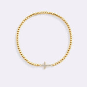 Gold Beaded Cross Stretch Bracelet