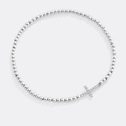 Gold Beaded Cross Stretch Bracelet