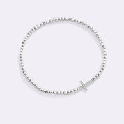 Gold Beaded Cross Stretch Bracelet