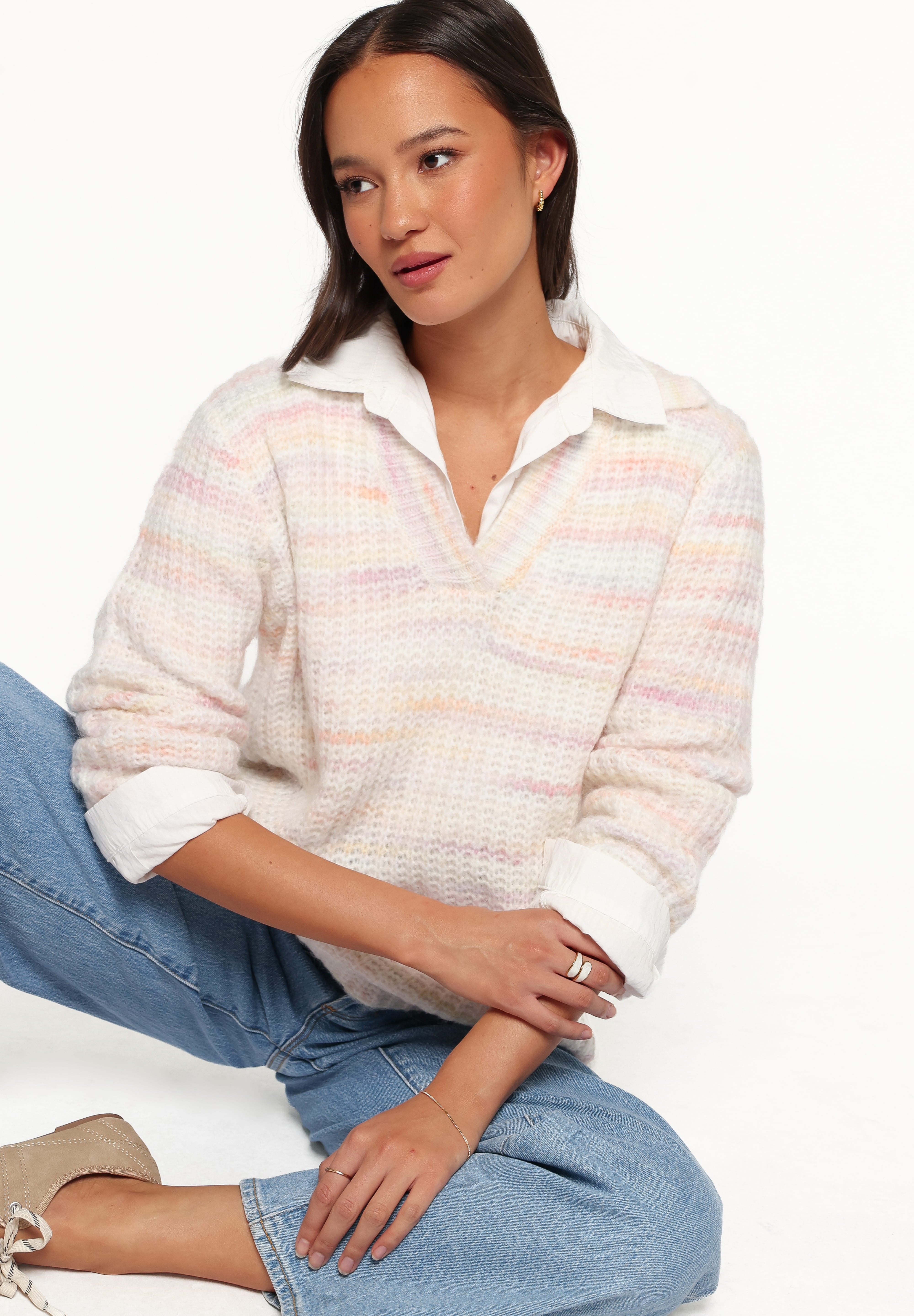 Alyx Spacedye Polo Sweater - Pink Multi