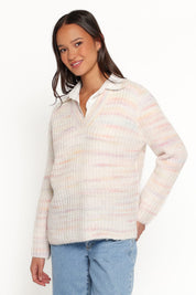 Alyx Spacedye Polo Sweater - Pink Multi