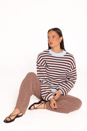 Dominica Knit Sweater - Blue Chocolate Stripe