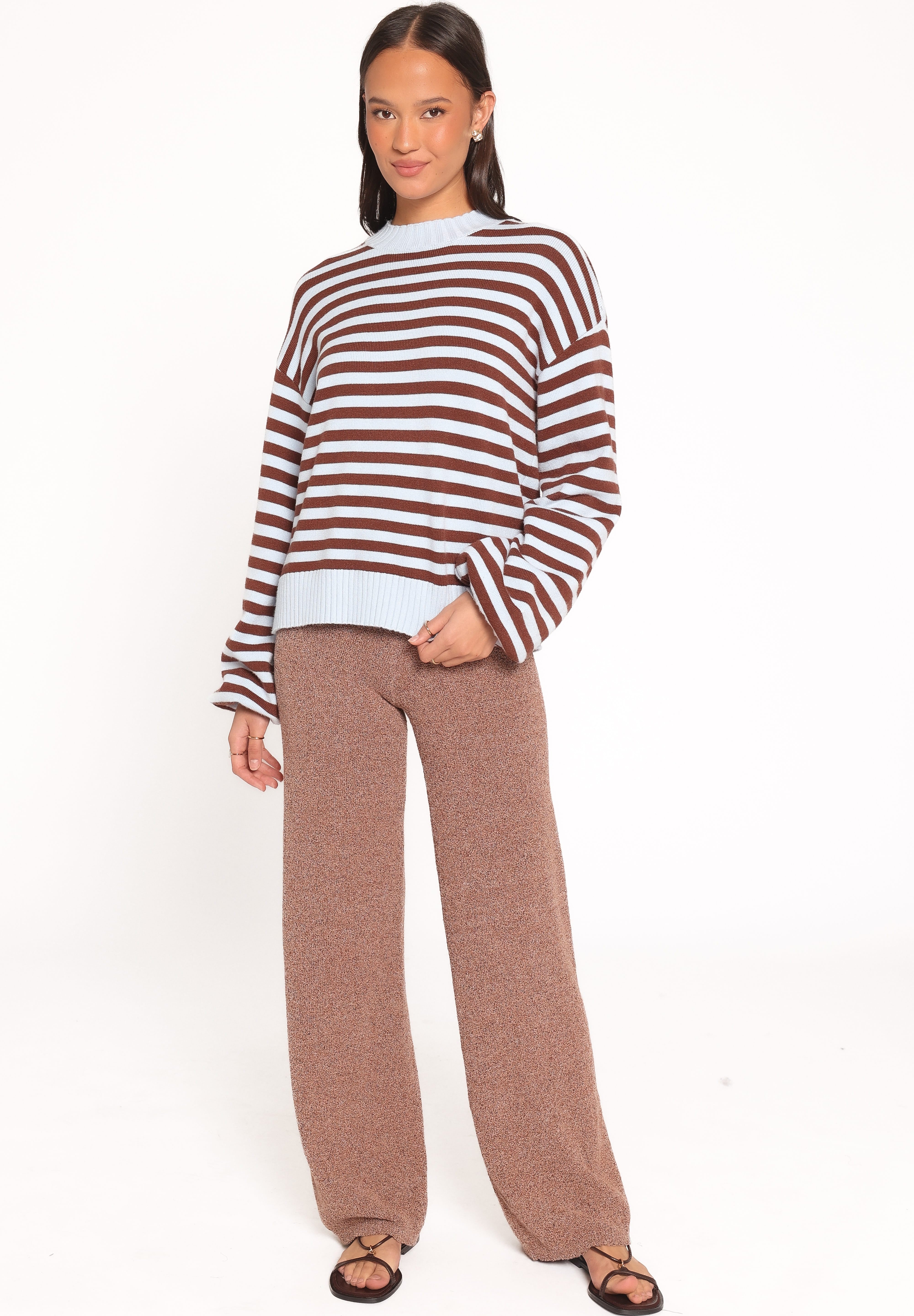 Dominica Knit Sweater - Blue Chocolate Stripe