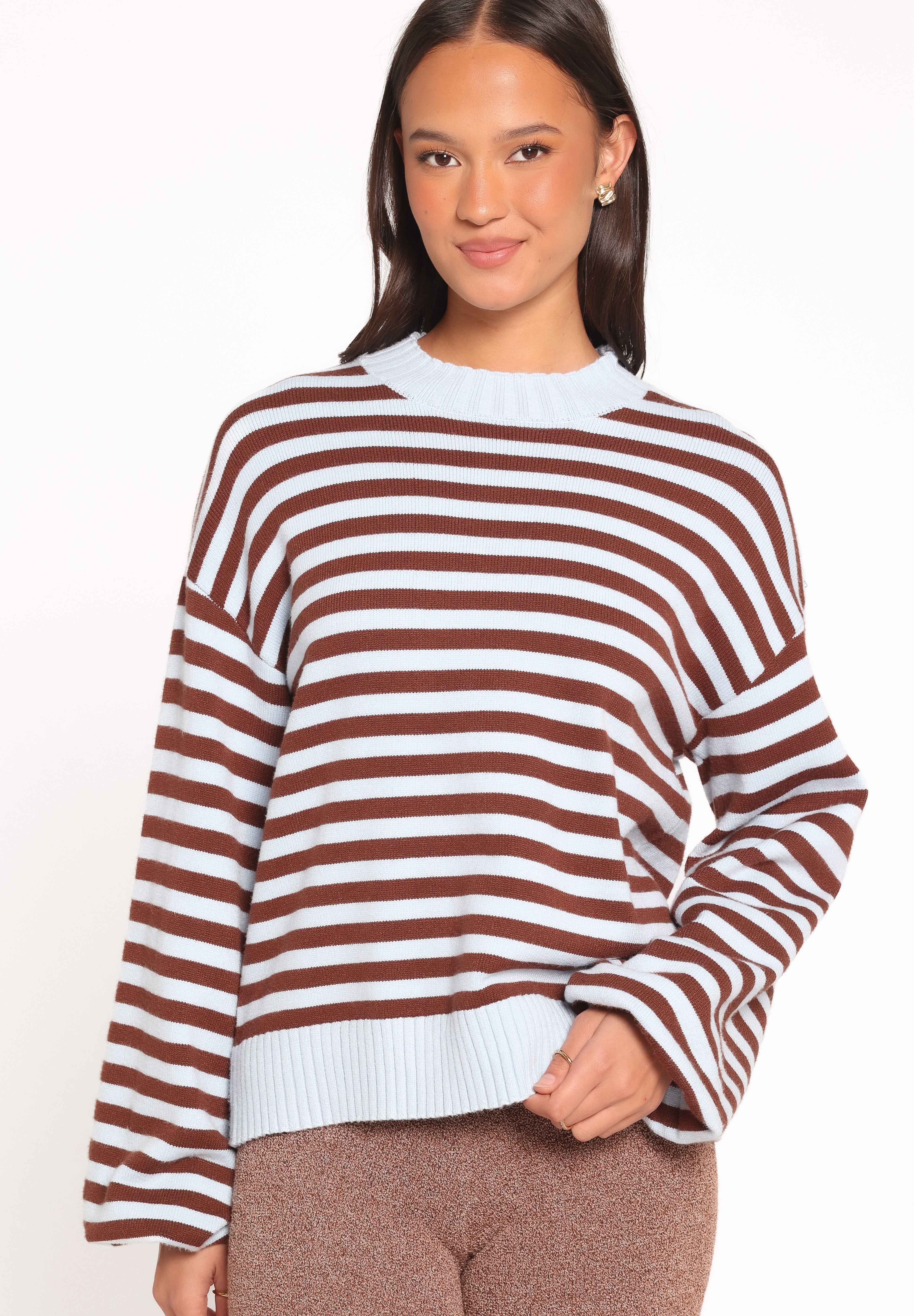 Dominica Knit Sweater - Blue Chocolate Stripe