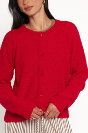 Finley Cropped Cardigan - Red