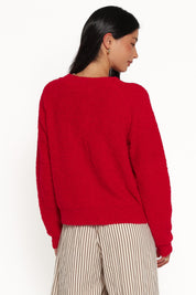 Finley Cropped Cardigan - Red