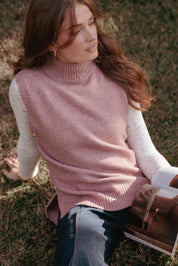 Freydis Side Button Sweater Top - Rose