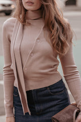 Gunhild Asymmetrical Scarf Cardigan - Beige