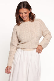 Reece Pointelle Sweater - Sand