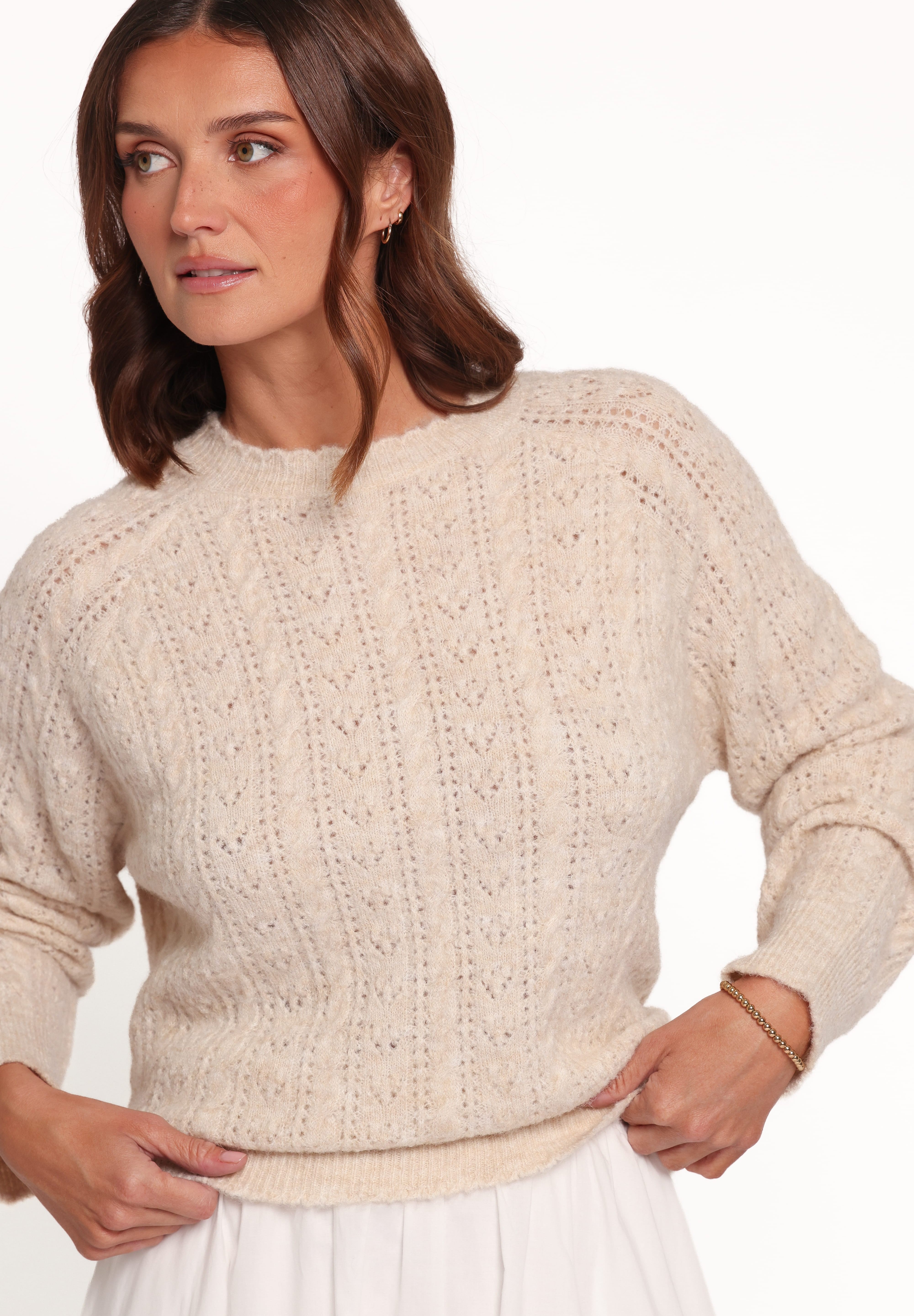Reece Pointelle Sweater - Sand