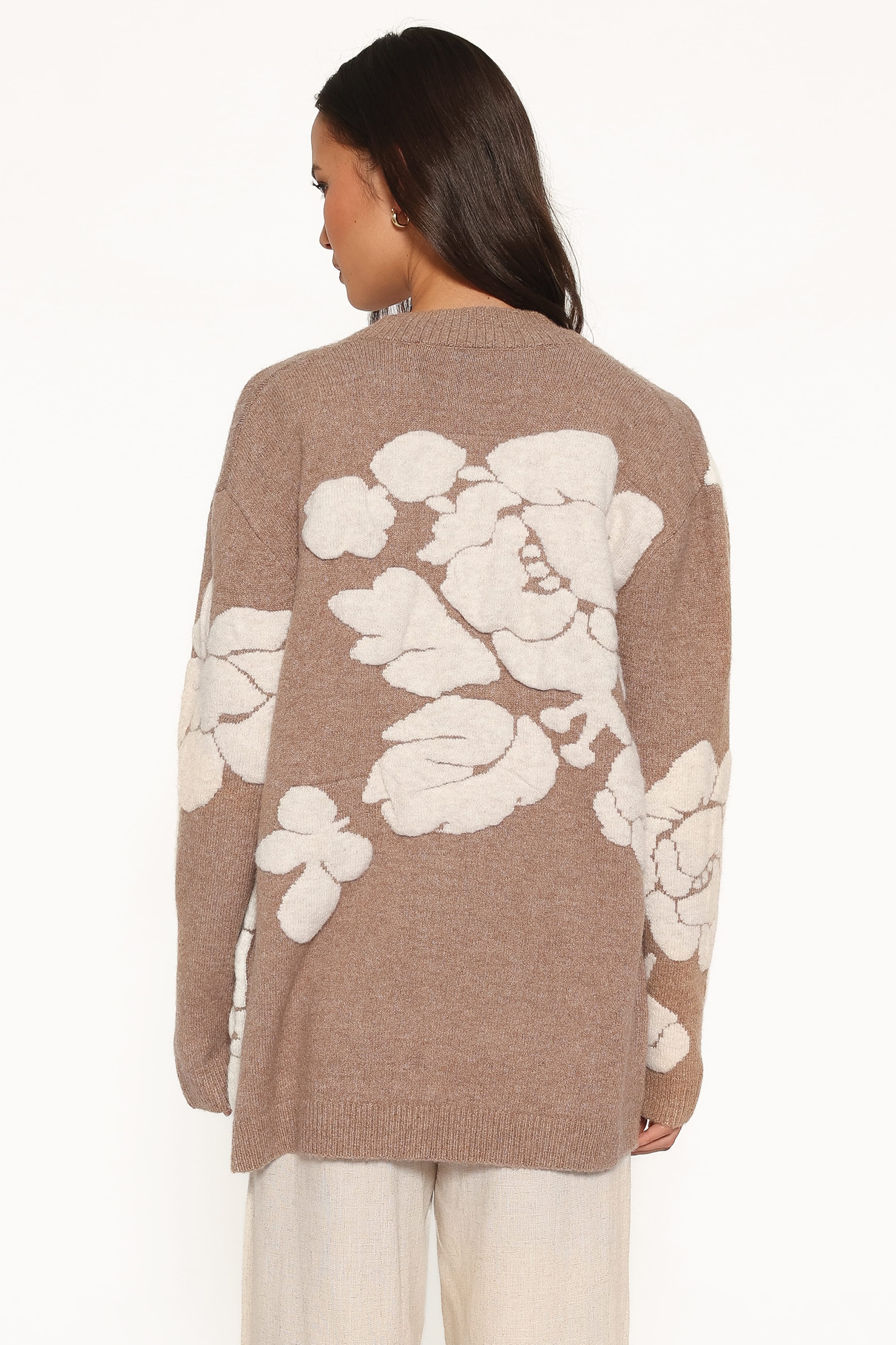 Wendy Open Cardigan - Beige Floral