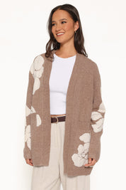 Wendy Open Cardigan - Beige Floral