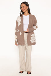 Wendy Open Cardigan - Beige Floral