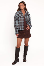 Bindy Bomber - Choc/Blue Plaid
