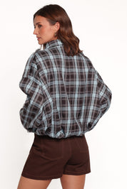 Bindy Bomber - Choc/Blue Plaid