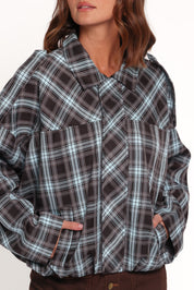 Bindy Bomber - Choc/Blue Plaid