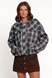 Bindy Bomber - Choc/Blue Plaid