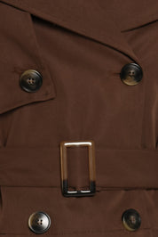 Charlie Cropped Trench Coat - Dark Brown
