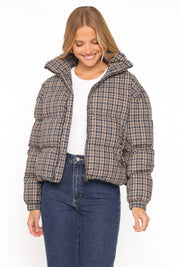 Chester Puffer Jacket - Brown Plaid