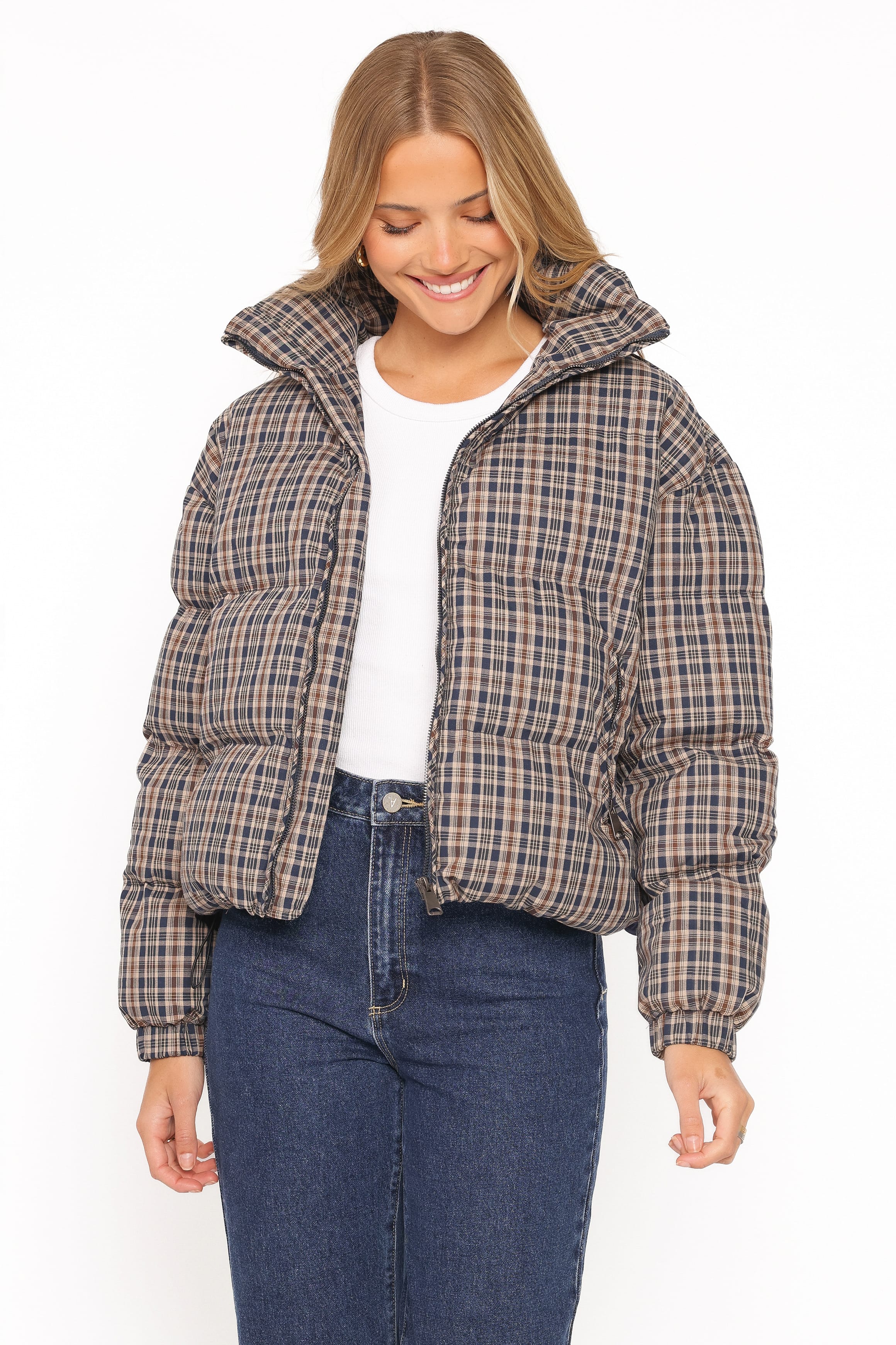 Chester Puffer Jacket - Brown Plaid