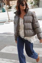 Chester Puffer Jacket - Brown Plaid