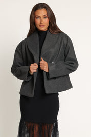 Darla Rolled Collar Car Coat - Charcoal Grey