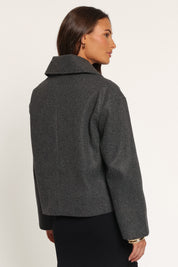 Darla Rolled Collar Car Coat - Charcoal Grey