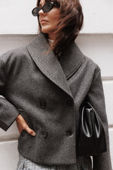 Darla Rolled Collar Car Coat - Charcoal Grey