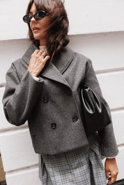 Darla Rolled Collar Car Coat - Charcoal Grey